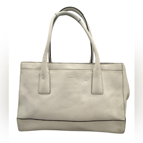 Coach White Leather Coach Hamptons Madeline Tote Handbag  Y2K 11554 **READ** - Picture 3 of 11